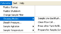 CytometerメニューのCleaning Modes