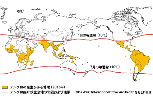 図2 デング熱の発生リスクのある地域